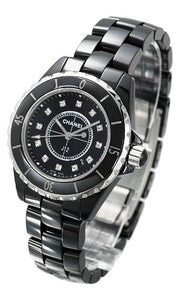 Chanel J12 Quartz Diamonds Black Dial Black Steel Strap Watch for Women - J12 H1625