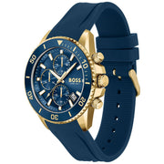 Hugo Boss Admiral Chronograph Blue Dial Blue Rubber SIlicon Strap Watch for Men - 1513965