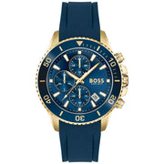 Hugo Boss Admiral Chronograph Blue Dial Blue Rubber SIlicon Strap Watch for Men - 1513965