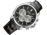 Hugo Boss Driver Chronograph Black Dial Black Leather Strap Watch for Men - 1512879