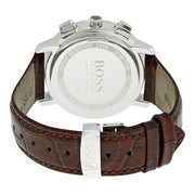 Hugo Boss Slim Chronograph White Dial Brown Leather Strap Watch For Men - 1513263