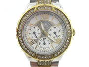 Guess Viva Diamonds Silver Dial Two Tone Steel Strap Watch for Women - W0111L5