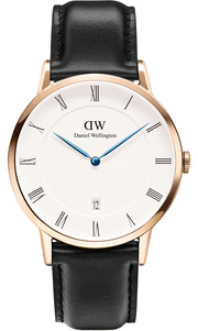 Daniel Wellington Classic Sheffield White Dial Black Leather Strap Watch For Men - DW00100084
