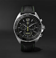 Tag Heuer Formula 1 Aston Martin Black Dial Black Leather Strap Watch for Men - CAZ101P.FC8245