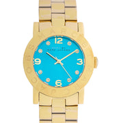 Marc Jacobs Amy Blue Dial Gold Steel Strap Watch for Women - MBM3220