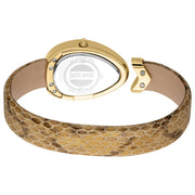Just Cavalli Diversa Snake Mother of Pearl Dial Brown Leather Strap Watch for Women - JC1L321L0025