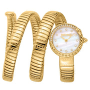 Just Cavalli Enchanting Mother of Pearl Dial Gold Steel Strap Watch for Women - JC1L302M0025