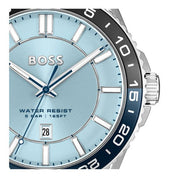 Hugo Boss Runner 3H Light Blue Dial Silver Steel Strap Watch for Men - 1514207