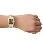 Tory Burch Eleanor Mother of Pearl Black Dial Two Tone Steel Strap Watch for Women - TBW1084