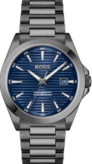 Hugo Boss Strike Blue Dial Gunmetal Grey Steel Strap Watch for Men - 1514175