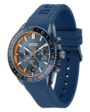 Hugo Boss Runner Chronograph Blue Dial Blue Silicone Strap Watch for Men - 1514142