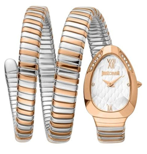 Just Cavalli Glam Evo 9 White Dial Two Tone Steel Strap Watch for Women - JC1L224M0085