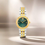 Versace Daphnis Quartz Green Dial Two Tone Steel Strap Watch for Women - VEOCA0424