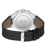 Hugo Boss Taper Chronograph Black Dial Black Leather Strap Watch for Men - 1514085