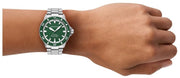 Emporio Armani Sea Explorer Green Dial Silver Steel Strap Watch for Men - AR60088