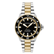 Emporio Armani Sea Explorer Black Dial Two Tone Steel Strap Watch for Men - AR60089
