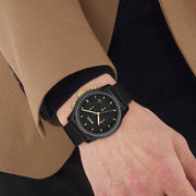 Hugo Boss Trace Chronograph Black Dial Black Leather Strap Watch for Men - 1514003