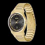 Hugo Boss Candor Black Dial Gold Steel Strap Watch for Men - 1514077
