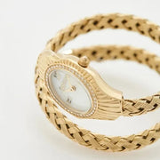 Just Cavalli Twined Mother of Pearl Dial Gold Steel Strap Watch for Women - JC1L305M0025
