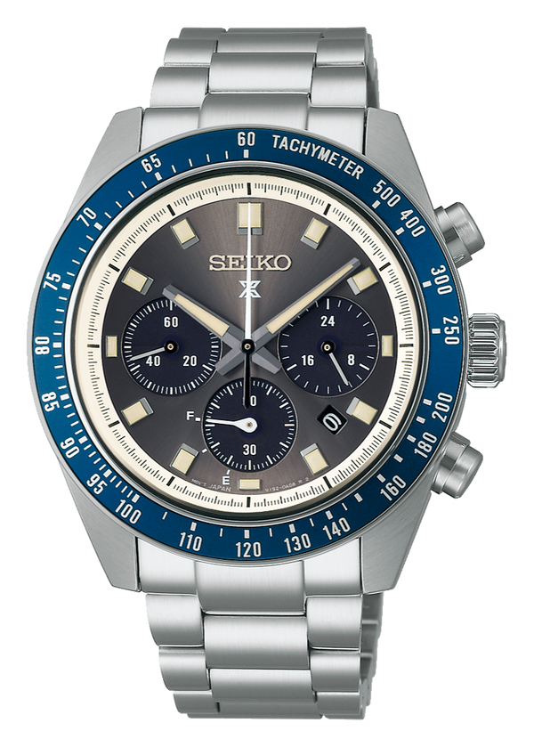 Seiko Prospex Speedtimer Solar Chronograph Grey Dial Silver Steel Strap Watch for Men - SSC939