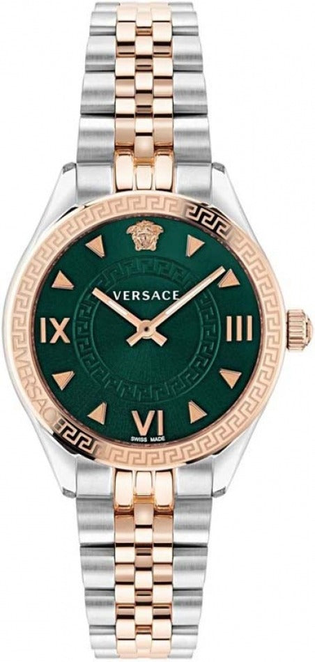 Versace Hellenyium Quartz Green Dial Two Tone Steel Strap Watch for Women - VE2S00422