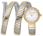 Just Cavalli Enchanting Mother of Pearl Dial Two Tone Steel Strap Watch for Women - JC1L302M0055