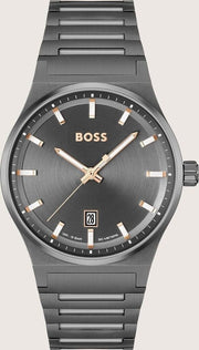 Hugo Boss Candor Grey Dial Grey Steel Strap Watch for Men - 1514078
