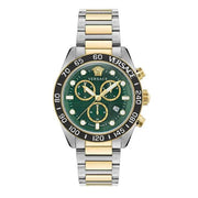 Versace Greca Dome Chronograph Green Dial Two Tone Steel Strap Watch for Men - VE6K00423