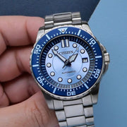 Citizen Mechanical Automatic Blue Dial Silver Steel Strap Watch for Men - NJ0178-81M