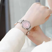 Emporio Armani Gianni T-Bar Pink Dial Silver Steel Strap Watch for Women - AR11686