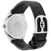 Gucci G Timeless Black Dial Black Leather Strap Watch for Women - YA1265055