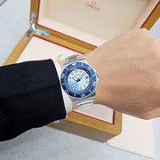 Citizen Mechanical Automatic Blue Dial Silver Steel Strap Watch for Men - NJ0178-81M
