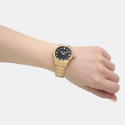 Versace Hellenyium Quartz Black Dial Gold Steel Strap Watch for Women - VE2S00622