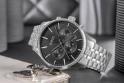 Hugo Boss Avery Chronograph Black Dial Silver Steel Strap Watch for Men - 1514157