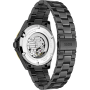 Hugo Boss Troper Chronograph Automatic Black Dial Black Steel Strap Watch for Men - 1514203