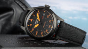Seiko 5 Sports Flieger Pilot Automatic Black Dial Black Nylon Strap Watch for Men - SRPH33K1