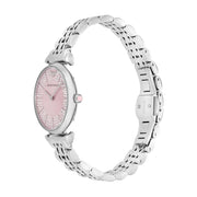 Emporio Armani Gianni T-Bar Pink Dial Silver Steel Strap Watch for Women - AR11686
