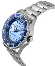 Citizen Mechanical Automatic Blue Dial Silver Steel Strap Watch for Men - NJ0178-81M
