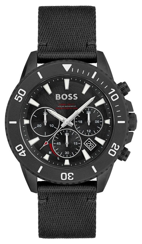 Hugo Boss Admiral Chronograph Black Dial Black Nylon Strap Watch for Men - 1513918