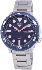Seiko 5 Sports Automatic Blue Dial Silver Steel Strap Watch for Men - SRPC63J1