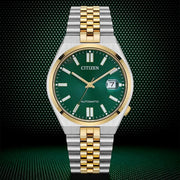 Citizen Tsuyosa 60 Automatic Green Dial Two Tone Steel Strap Watch for Men - NK0024-54X