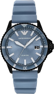 Emporio Armani Sea Explorer Divers Blue Dial Blue Silicone Strap Watch for Men - AR11685