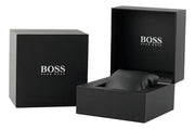 Hugo Boss Trace Chronograph Black Dial Black Leather Strap Watch for Men - 1514003