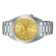 Seiko 5 Sports Automatic Gold Dial Silver Steel Strap Watch for Men - SRPL59K1