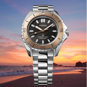 Seiko Prospex Polygonal Sea Diver Automatic Black Dial Silver Steel Strap Watch for Men - SPB485J1