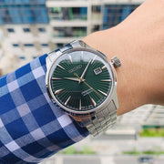Seiko Presage Cocktail Time Automatic Green Dial Silver Steel Strap Watch for Men - SRPE15J1