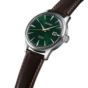 Seiko Presage Cocktail Time Automatic Green Dial Brown Leather Strap Watch for Men - SRPD37J1
