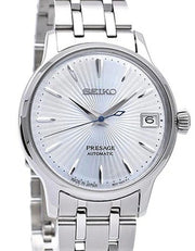 Seiko Presage Cocktail Time Automatic Ice Blue Dial Silver Steel Strap Watch for Men - SRPE19J1