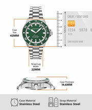 Emporio Armani Sea Explorer Green Dial Silver Steel Strap Watch for Men - AR60088
