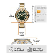 Emporio Armani Sea Explorer Chronograph Green Dial Two Tone Steel Strap Watch for Men - AR11586